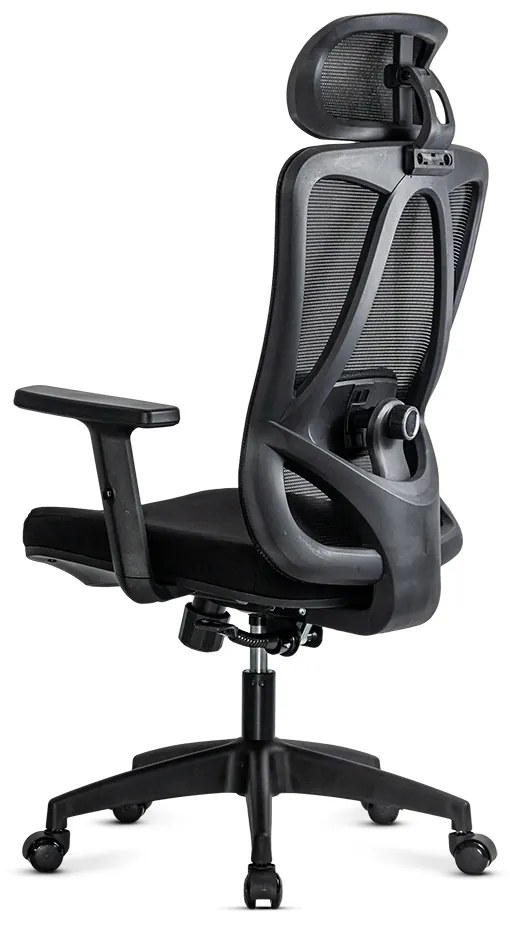 Scaun ergonomic negru cu tetiera, brate si suport lombar reglabile OFF 987
