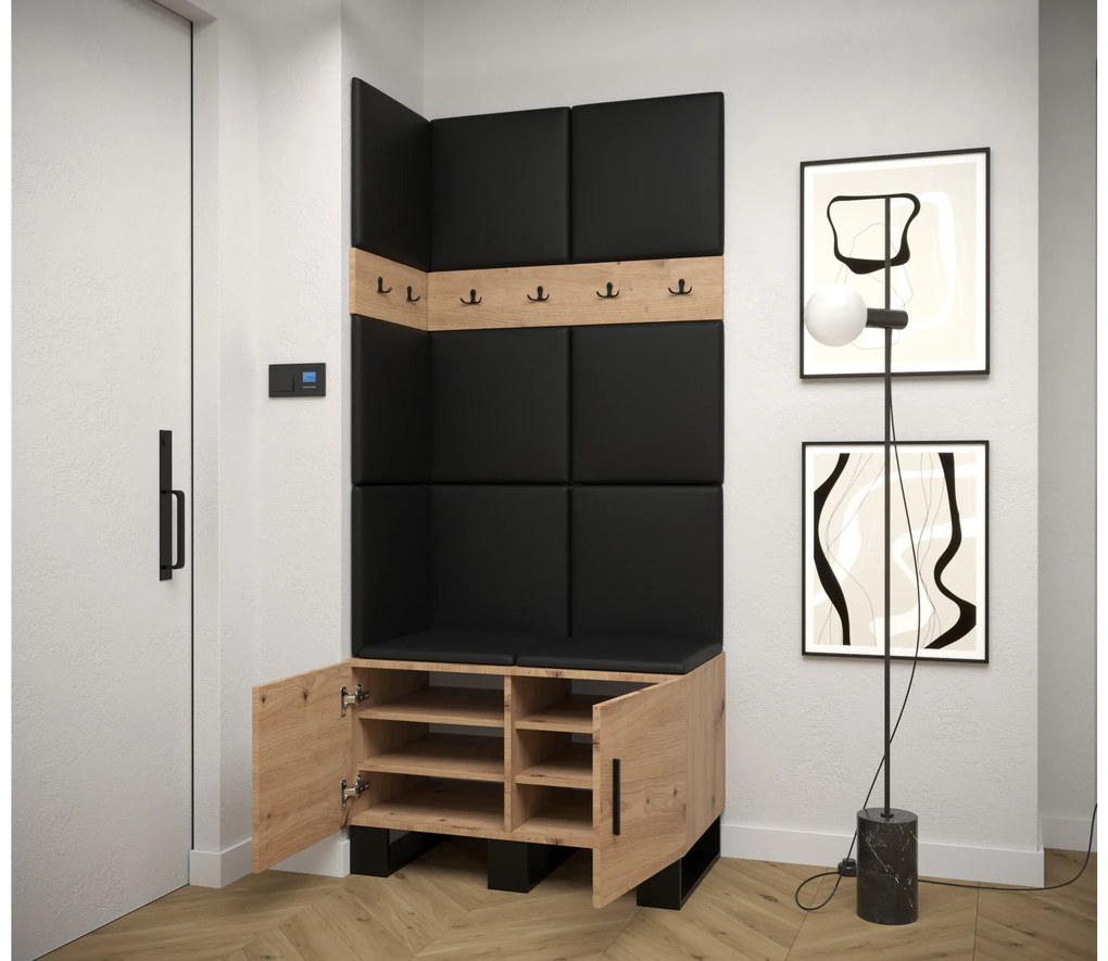 Set mobilier pentru hol Amanda 11 (Stejar artisan + roz). 1085948