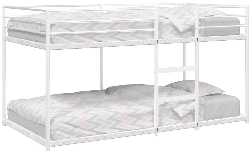 vidaXL Pat supraetajat fără saltea alb 107x203 cm oțel
