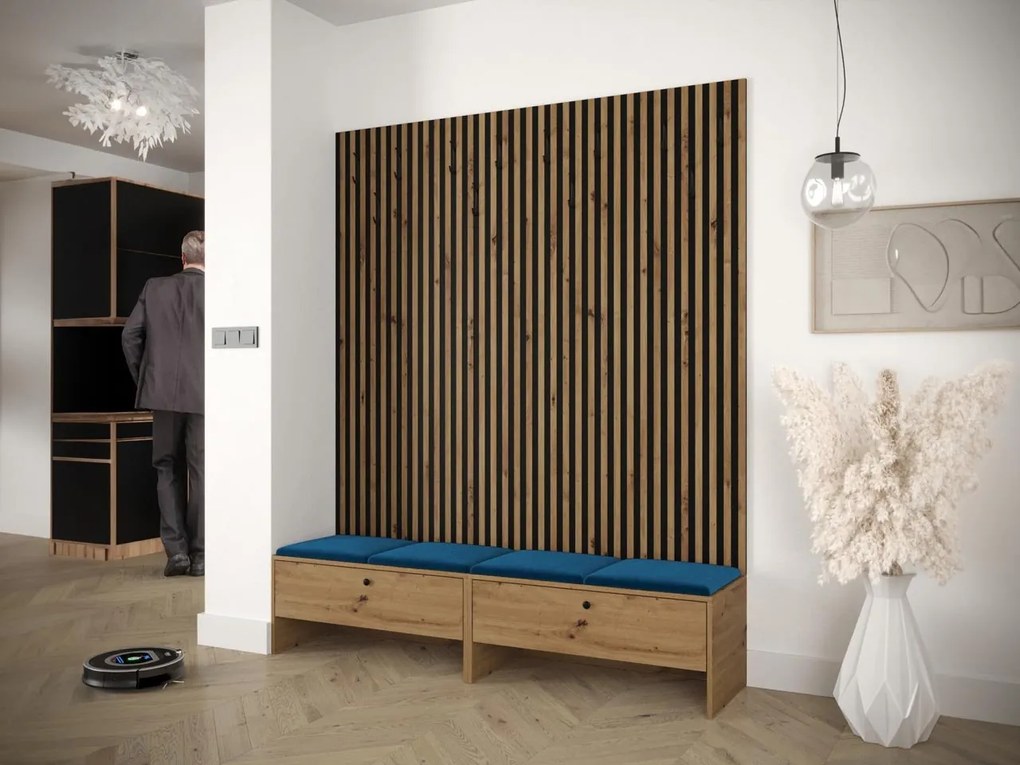 Mobilier hol Esmaldos V (Stejar artisan + Negru + albastru) . 1104714