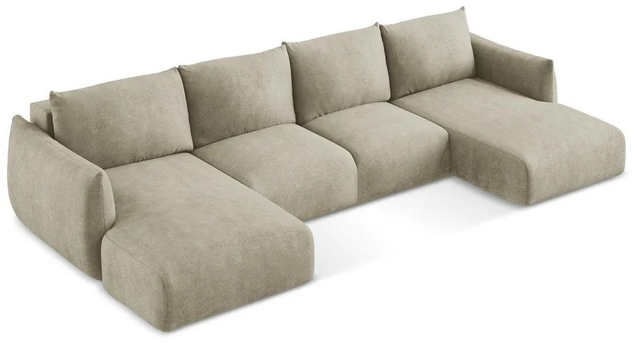 Colțar bej extensibil cu tapițerie din chenille (în formă de "U") Leila – Makamii