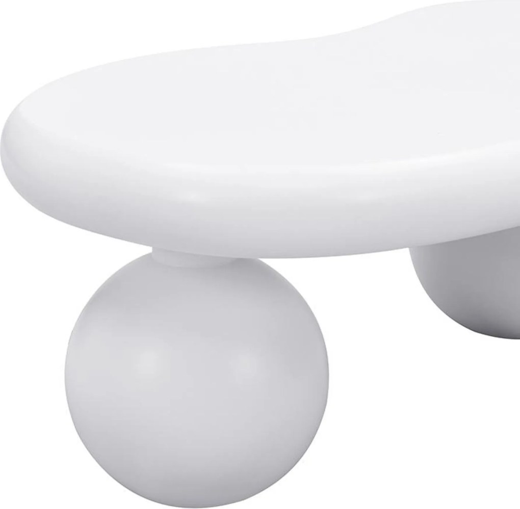 Masă de cafea în stil de nor, cu iluminare LED și design cu picioare rotunde, 95x62,5x32 cm, Alb