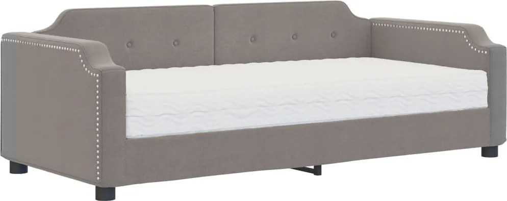 vidaXL Pat de zi cu saltea, gri taupe, 100x200 cm, textil