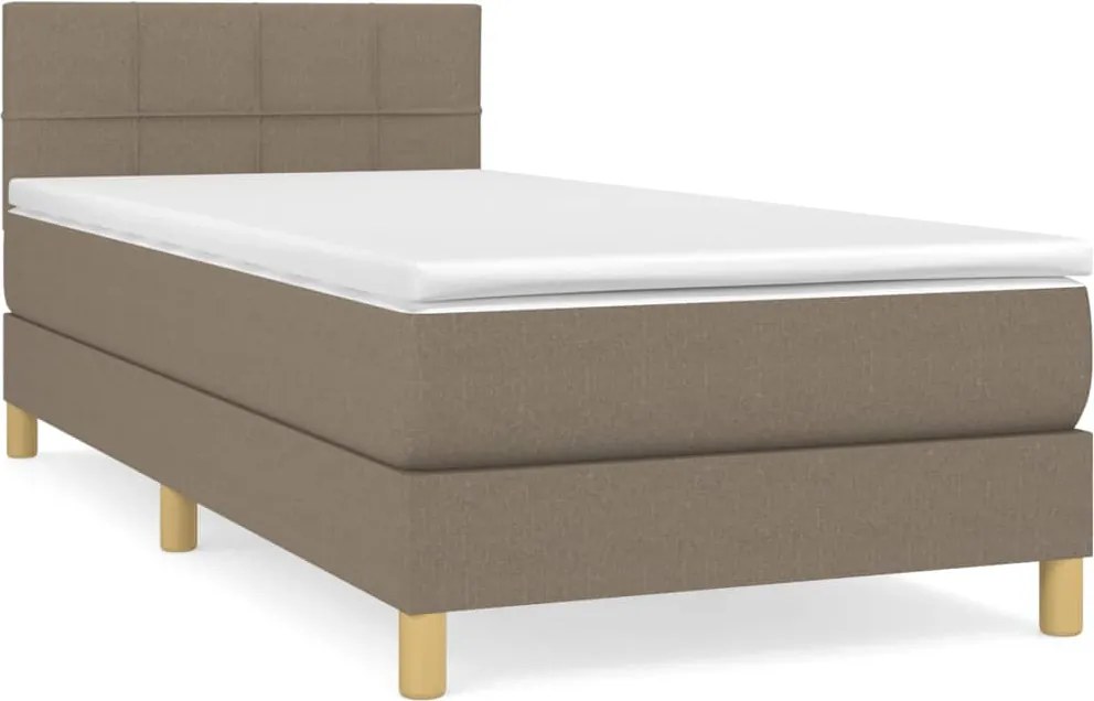 vidaXL Pat box spring cu saltea, gri taupe, 80x200 cm, textil