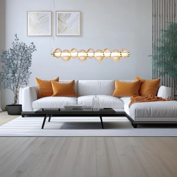 Lustră LED pe cablu BOLLA, 32W/230V, auriu/bej fumuriu