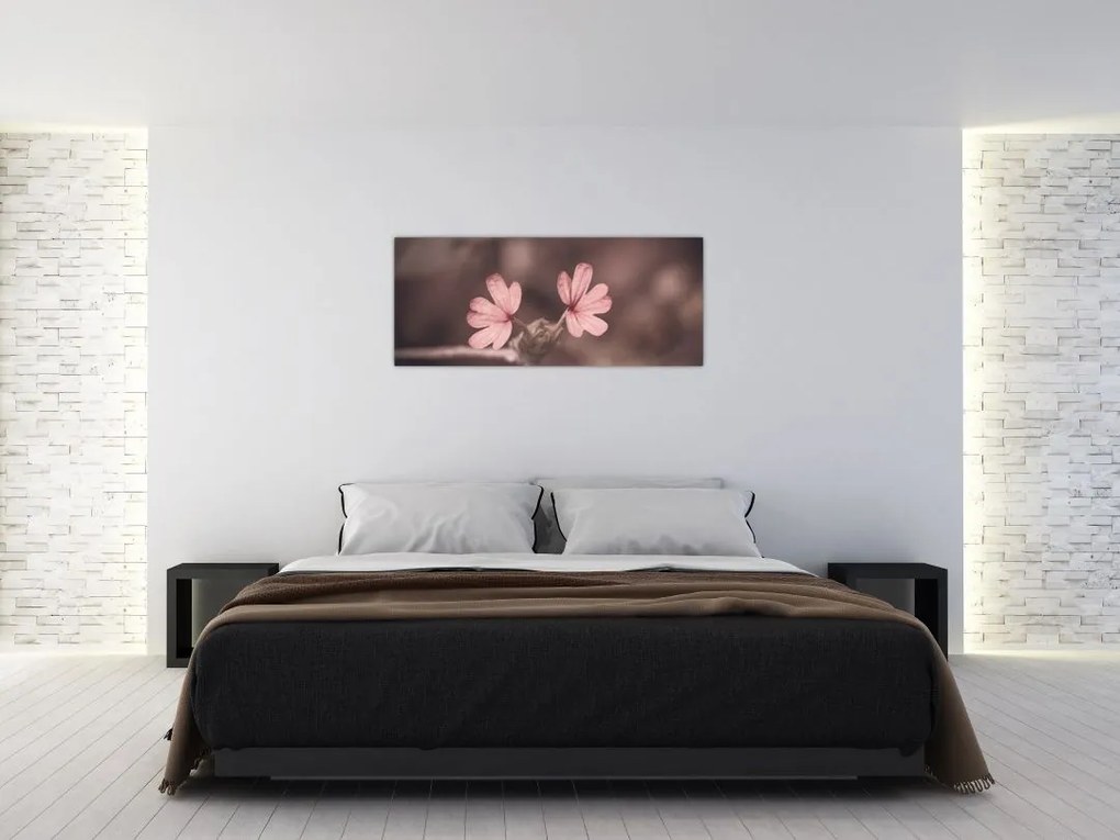 Tablou cu floare roz (120x50 cm)