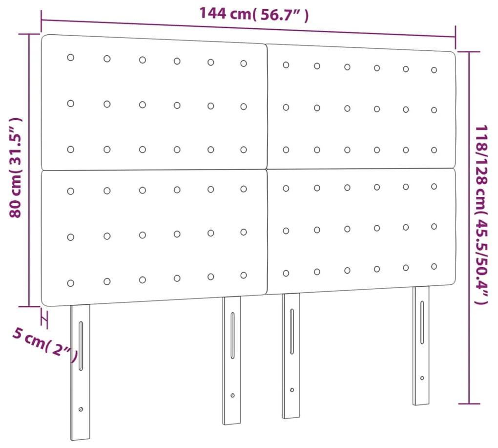 Tablii de pat, 4 buc, gri inchis, 72x5x78 88 cm, catifea 4, Morke gra, 144 x 5 x 118 128 cm