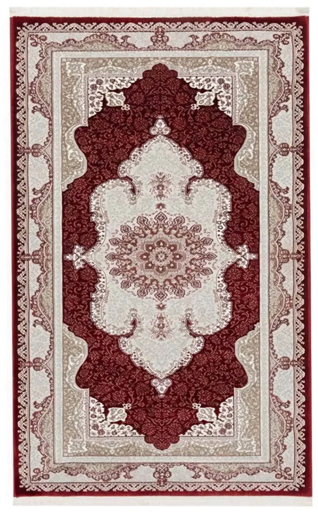 200x300 cm Covor living/dormitor, 70% Polyester și 30% Bumbac, Design Clasic Traditional, Rosu, Densitate 2800 gr/m2