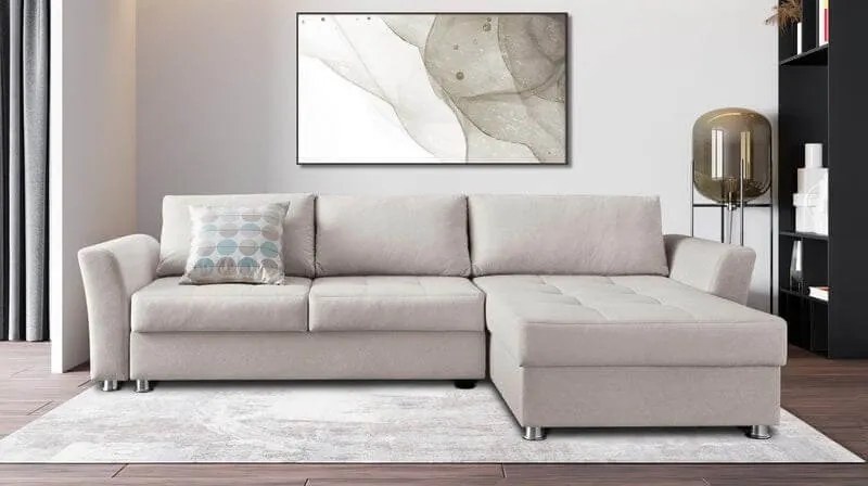 Colțar extensibil cu ladă de depozitare Leon Creme 260x182 cm