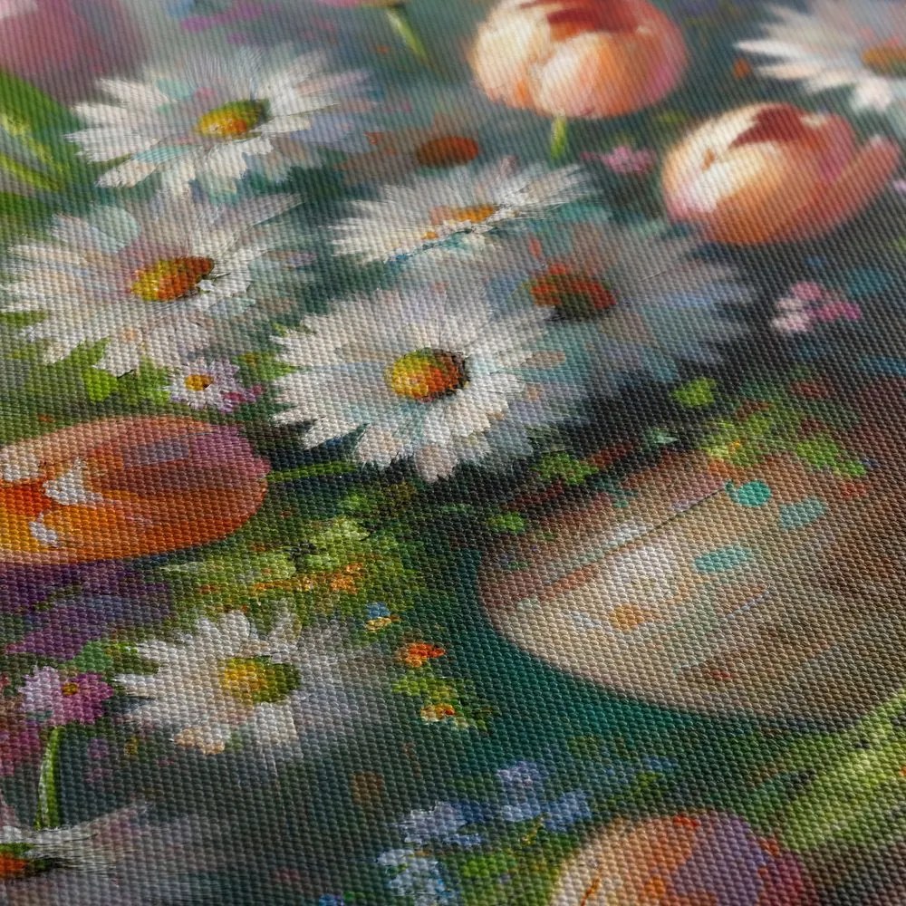Tablou buchet de lalele și margarete