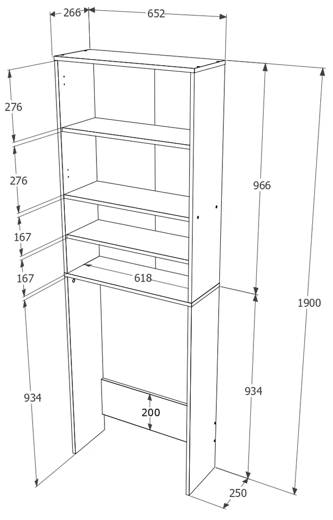 Dulap Masina de Spalat haaus, Alb, 65 x 27 x 190 cm