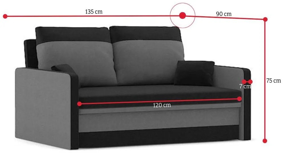 Supermobel Canapea extensibilă ZIDAS, 135x75x90, haiti 14/haiti 0