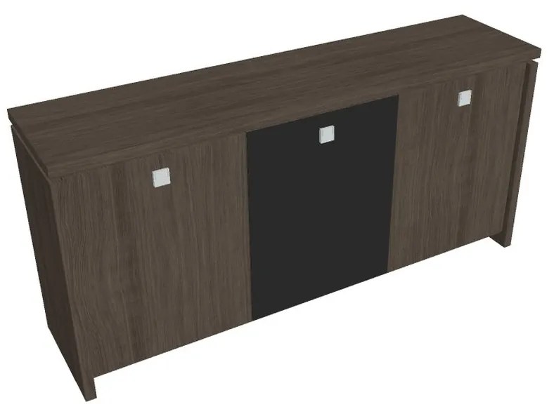 Dulap mic Verno 188 x 46 x 90 cm, uși combinate, stejar antracit / negru