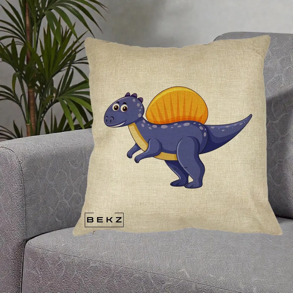 Perna Decorativa Spinozaur Kawaii, 40x40 cm, Crem, Husa Detasabila, Perna Inclusa, BEKZ®