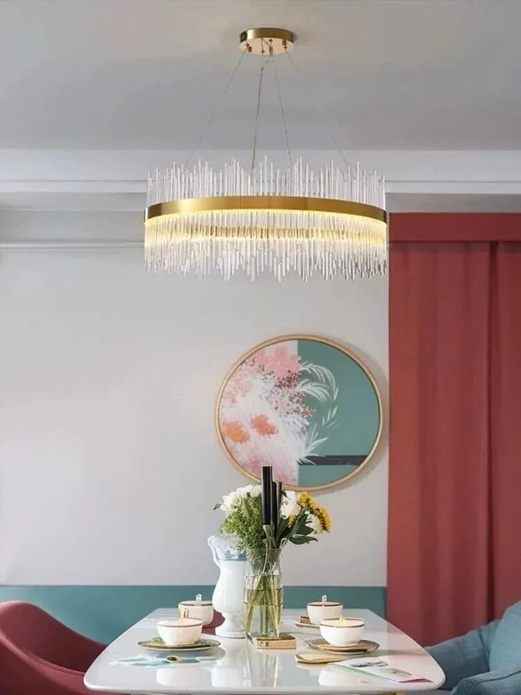 Candelabru LED model 8817/800 – 150W, cristal, metal, auriu