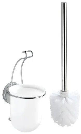 WENKO 20898100 - Perie WC VACUUM-LOC MILAZZO 10x34 cm inox/crom lucios/alb