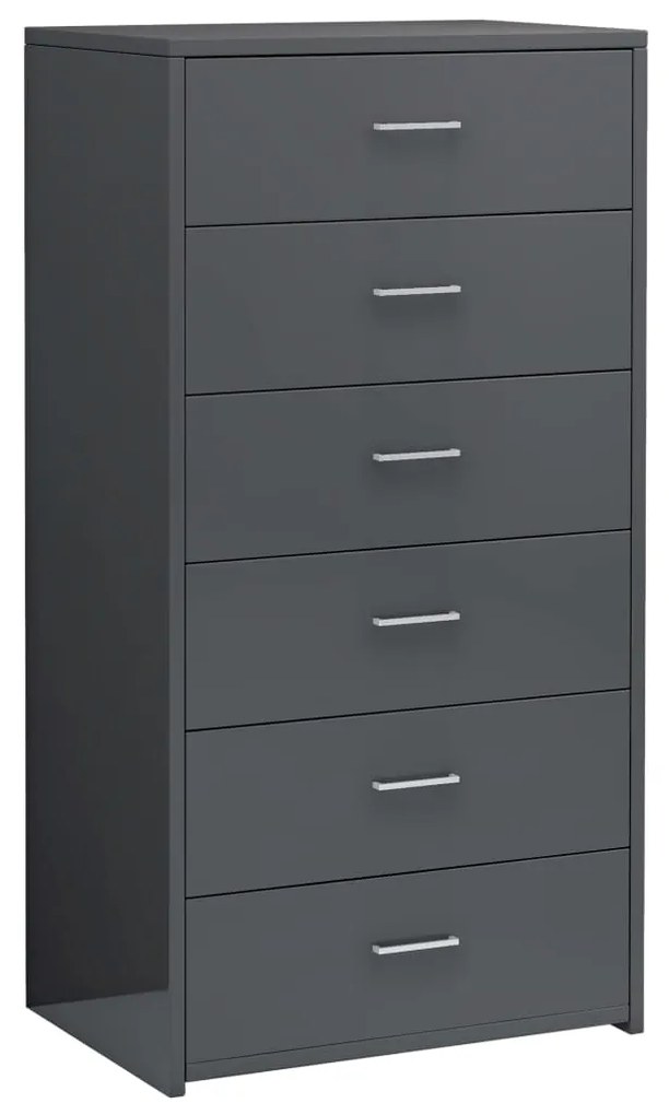 800674 vidaXL Servantă cu 6 sertare, gri extralucios, 50 x 34 x 96 cm, PAL