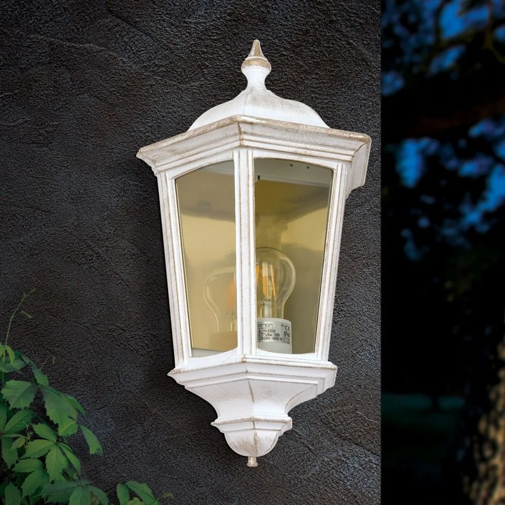 Aplica de perete exterior stil clasic IP43 Puchberg AL 11K/82505 weiß-gold/rauch OR