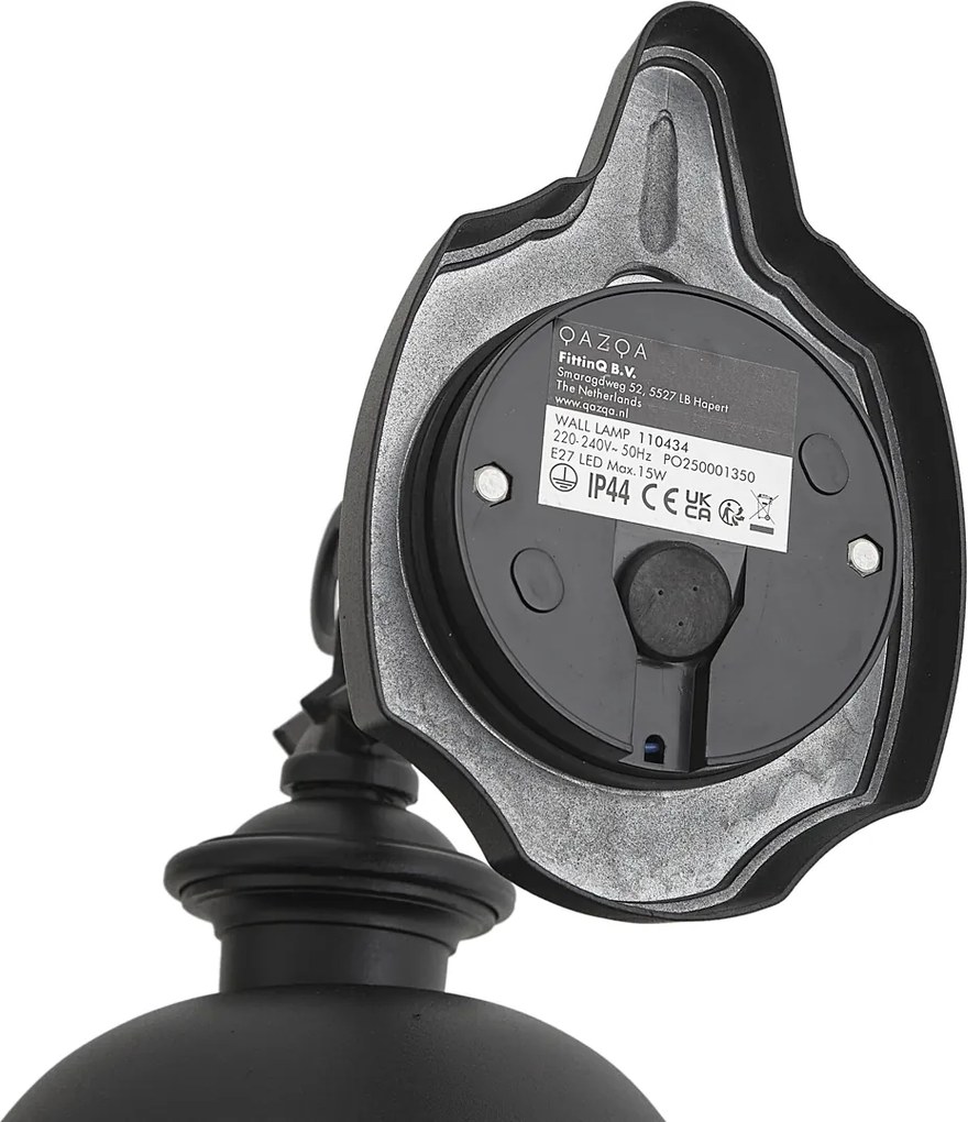 Lampă clasică de perete pentru exterior neagră cu plastic IP44 - Genoa