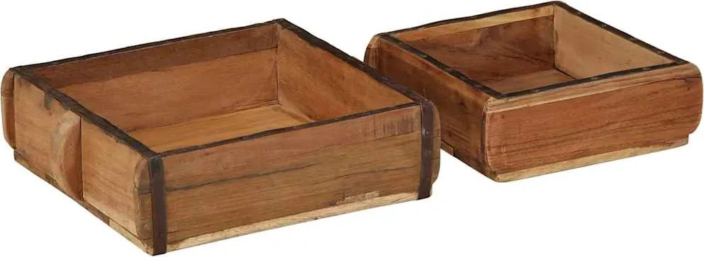 vidaXL Tavă 2 pcs Maro 29 x 31 x 10 cm Lemn recuperat masiv