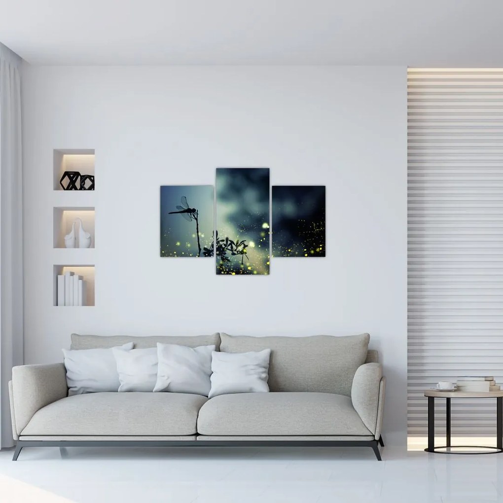 Tablou - Libelula în noaptea strălucitoare (90x60 cm)