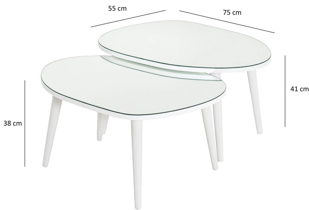 Set 2 buc măsuțe de cafea Gustavo (Alb). Promo -20%. 1088421