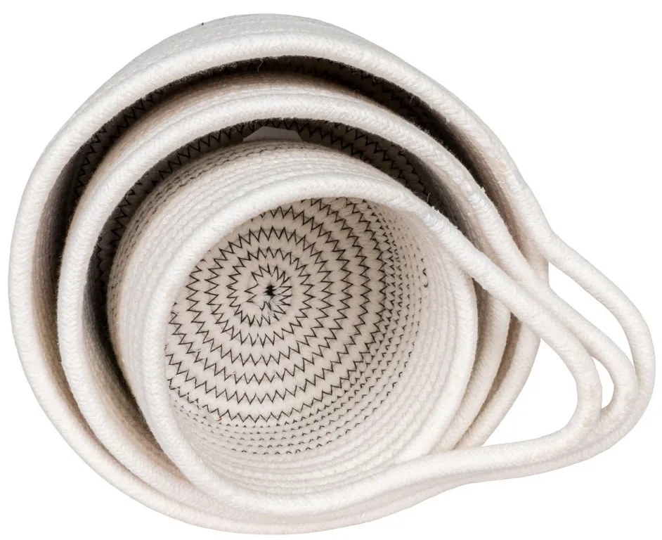 Coșuri Algar, bumbac, alb/gri, 3 bucăți