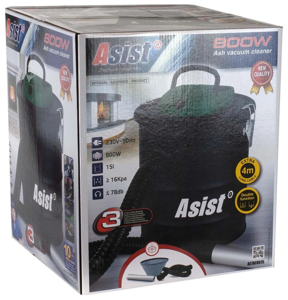 Aspirator de cenușă Asist AE7AF8015, 800 W, 15 l