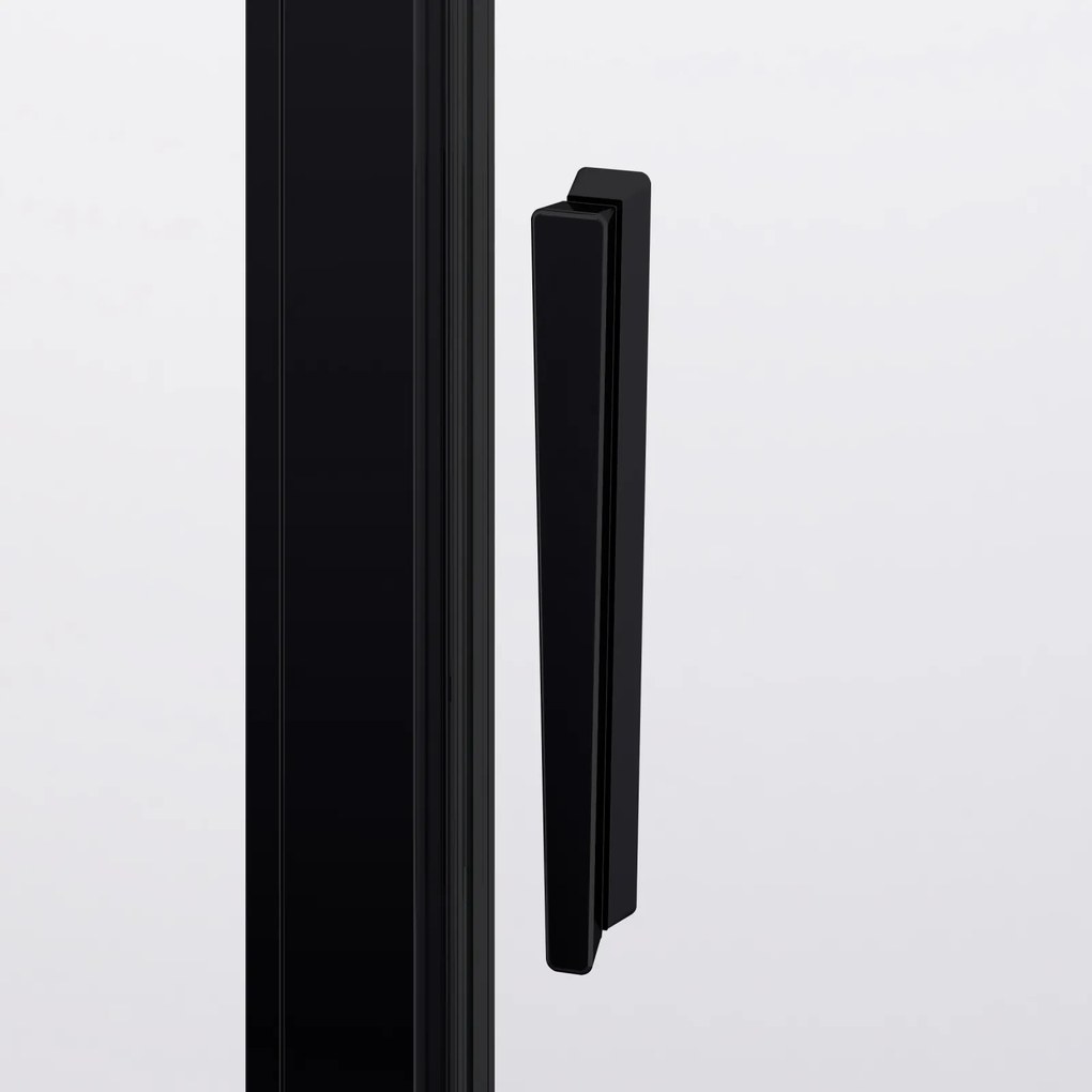 Cabina dus negru mat 140x80 cm, usa culisanta, grosime sticla 6 mm, tratament anticalcar, Ronal Divera