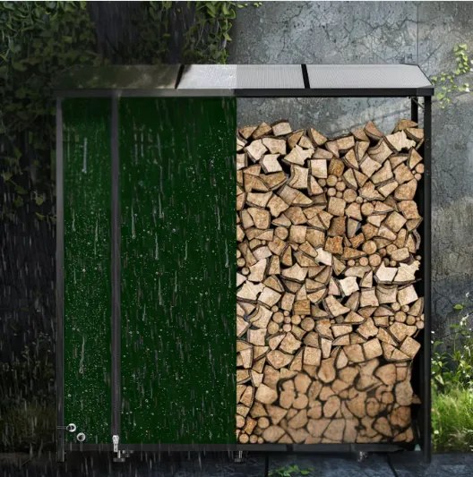 Adăpost pentru lemne de foc CORINA, 198x163x70cm, antracit/verde Gardebruk