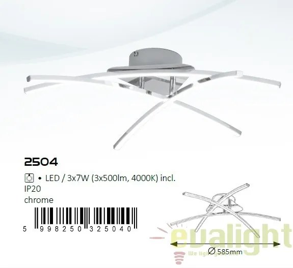 Plafoniera LED design modern, finisaj crom, Alexis 2504 RX