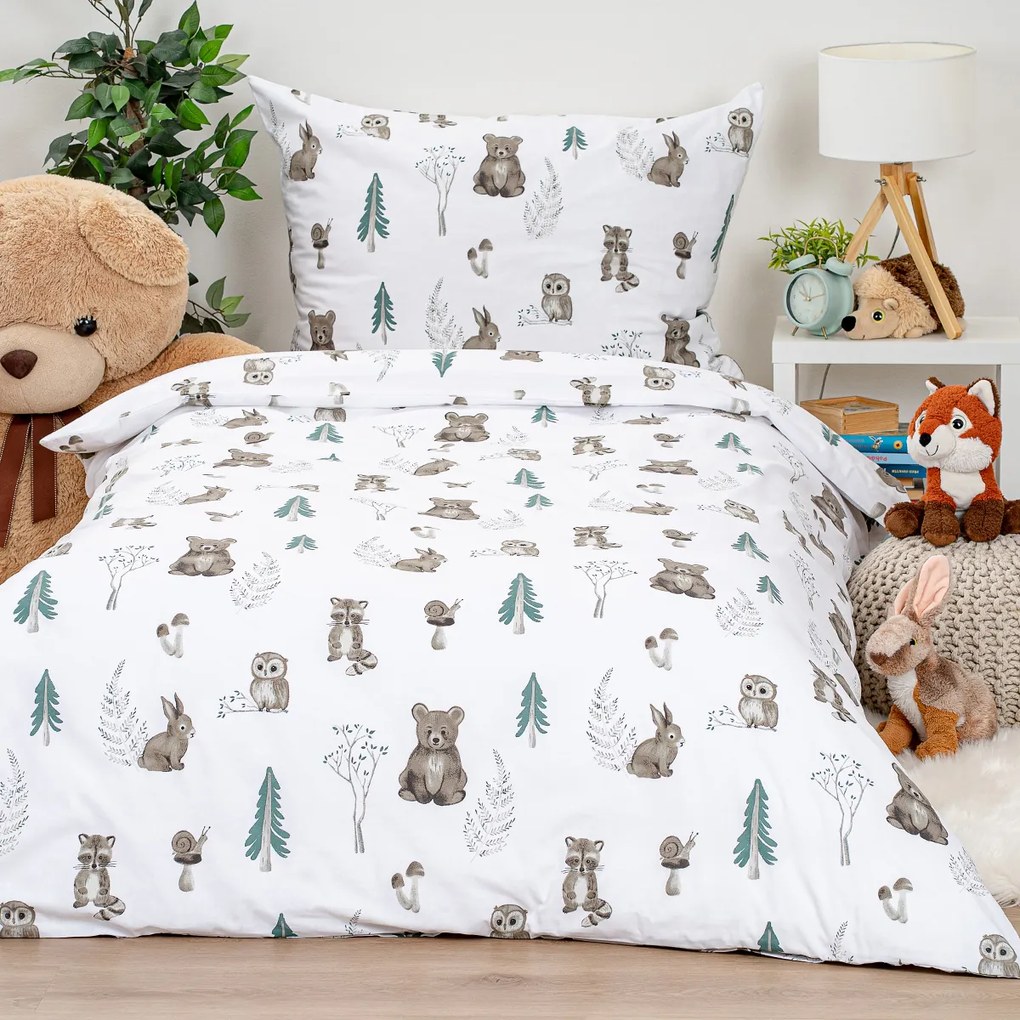 Lenjerie de pat din bumbac 4Home Forest Friends, 140 x 200 cm, 70 x 90 cm