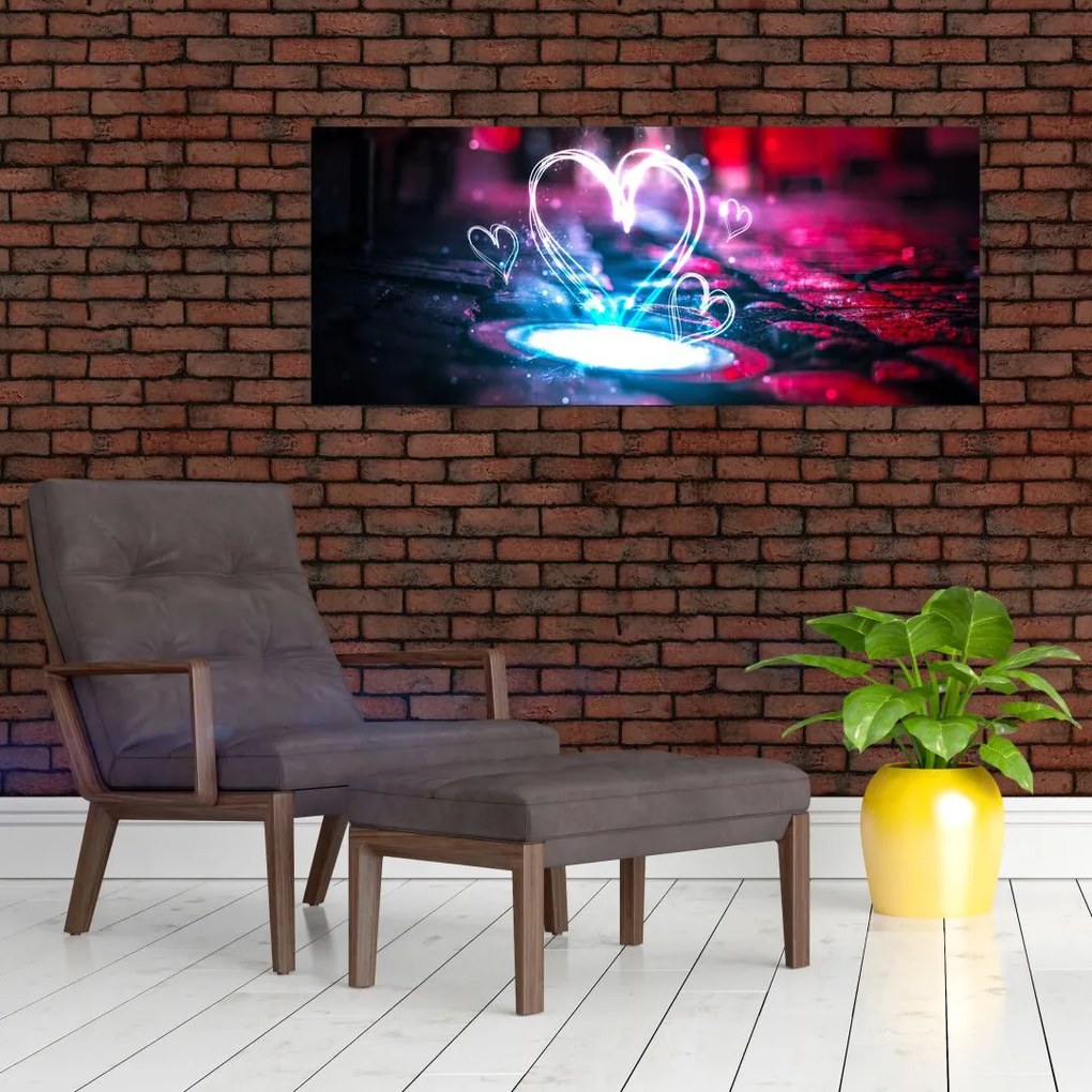 Tablou cu inima iluminată (120x50 cm)