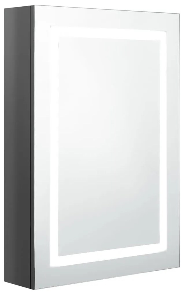 326491 vidaXL Dulap de baie cu oglindă și LED, gri strălucitor, 50x13x70 cm