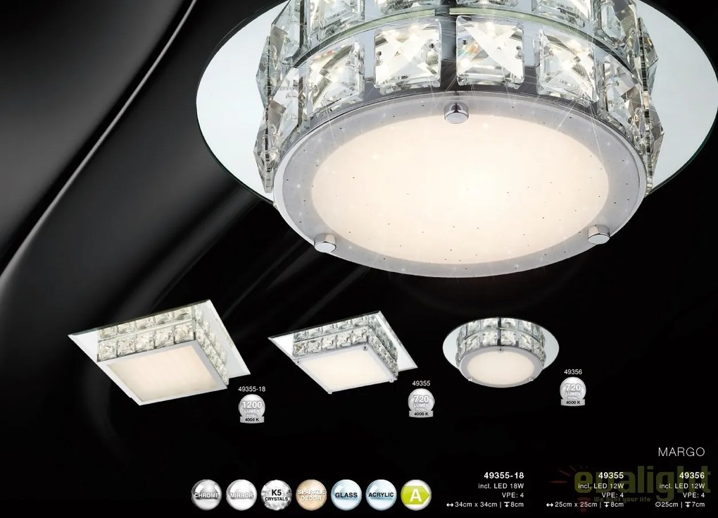 Plafoniera LED moderna cu cristal K5 MARGO 12 Watt 49355 GL