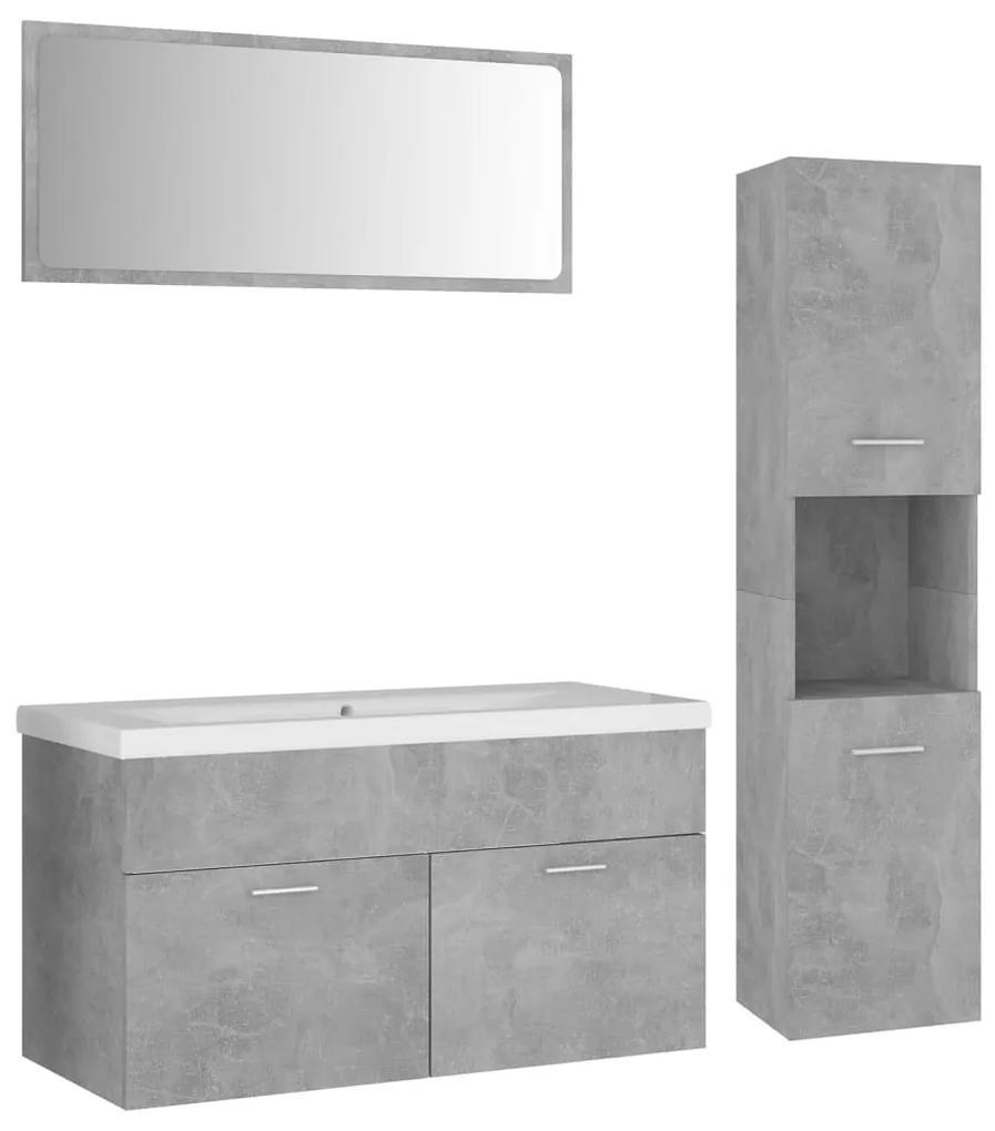 3071157 vidaXL Set mobilier de baie, gri beton, lemn prelucrat