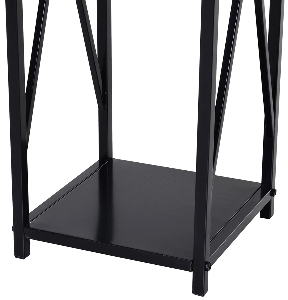 Suport lemne de Interior si Exterior cu economisire de spatiu din Metal cu Paleta, Matura, Vatrai si Cleste 34x34x111cm Negru Outsunny | Aosom Romania