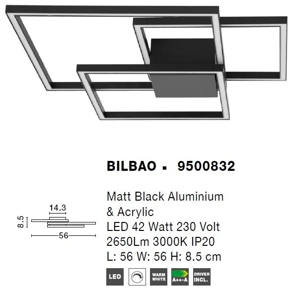 Lustra LED aplicata design modern geometric BILBAO 42W negru NVL-9500832