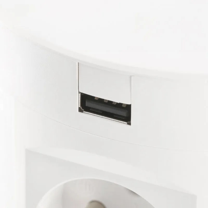 Priza incorporabila in blat Comfort Plus GTV, incarcator wireless 5W, 4 prize Schuko, 2 x USB A, 2 x RJ45, alb, D: 120 mm Aluminiu plastic, Alb,