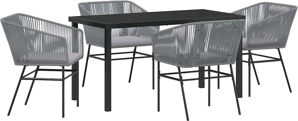 vidaXL Set de masă pentru grădină 5 pcs Gri Oțel vopsit electrostatic