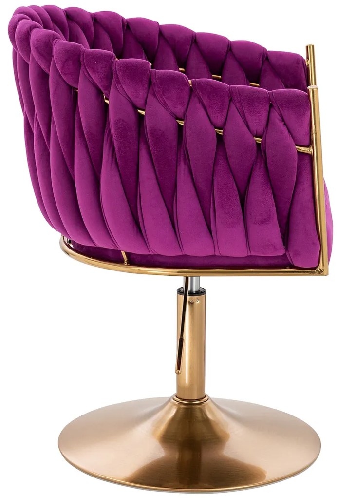 HR750N Scaun Fucsia din Catifea cu Bază Aurie