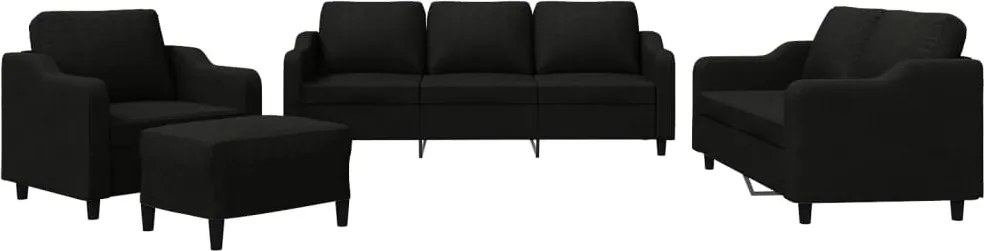 vidaXL Set de canapele cu perne, 4 piese, negru, textil