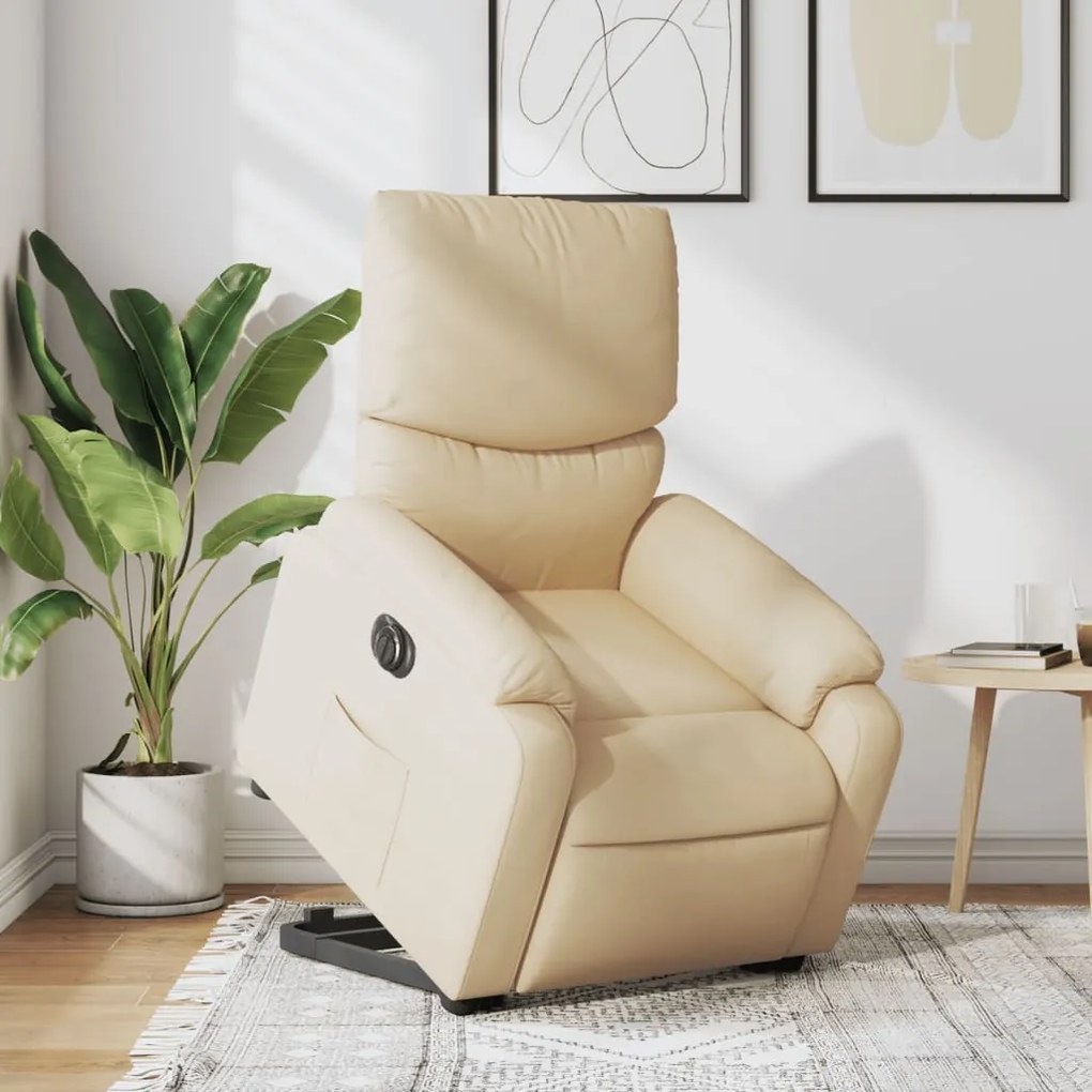 vidaXL Fotoliu electric rabatabil cu ridicare, crem, textil