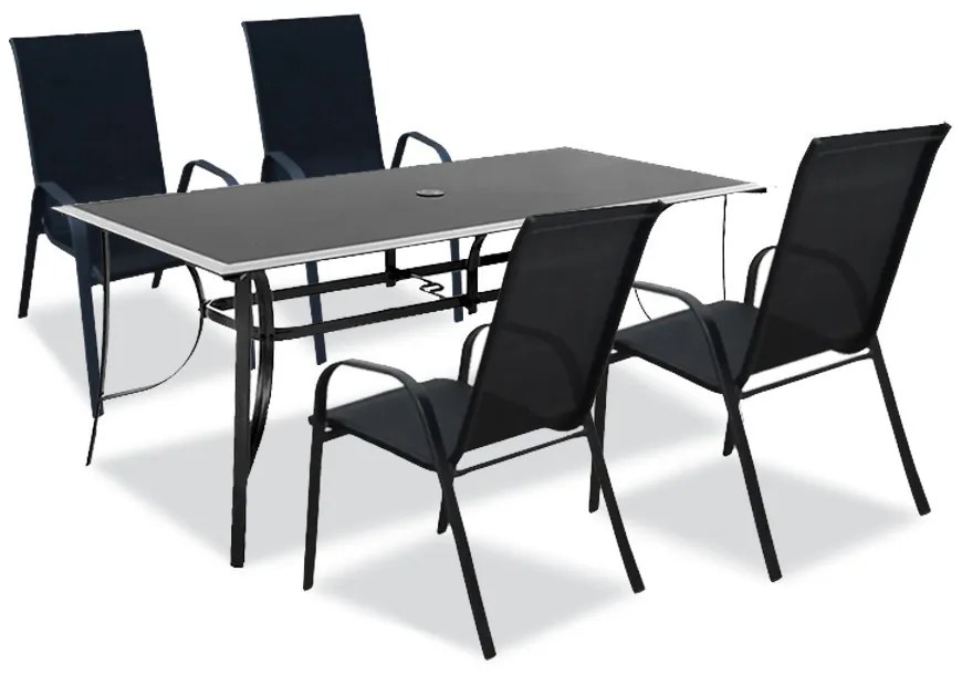 Set mobilier de grădină Agata 4+1 negru