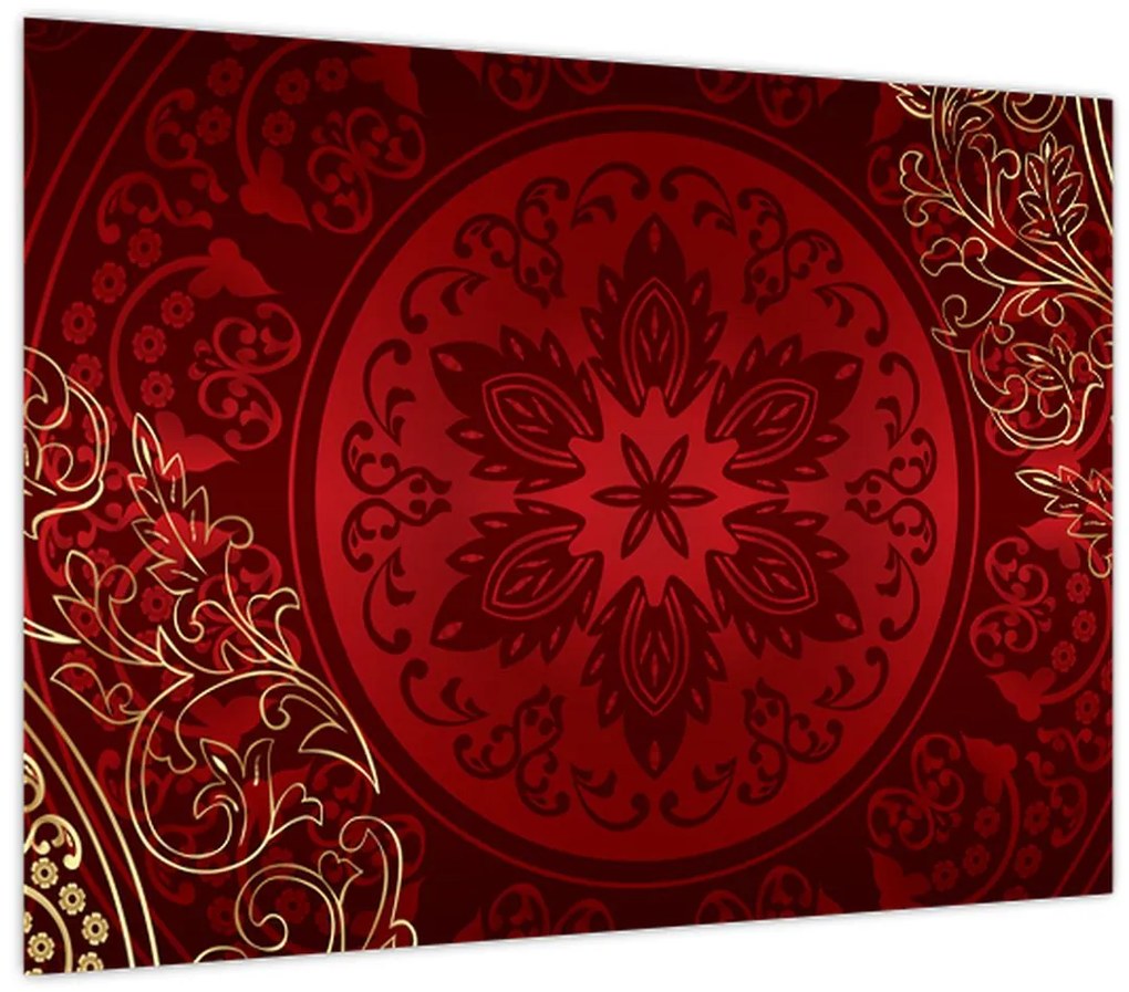 Tablou pe sticlă - Mandale aurii (70x50 cm)