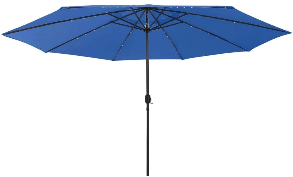 vidaXL Umbrelă de soare de grădină cu LED-uri, albastru azuriu, 400 cm