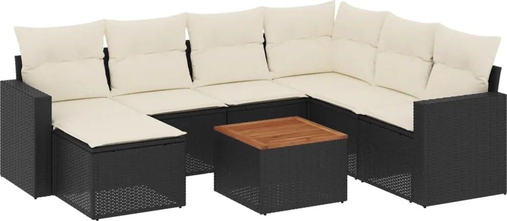 vidaXL Set mobilier de grădină cu perne, 8 piese, negru, poliratan