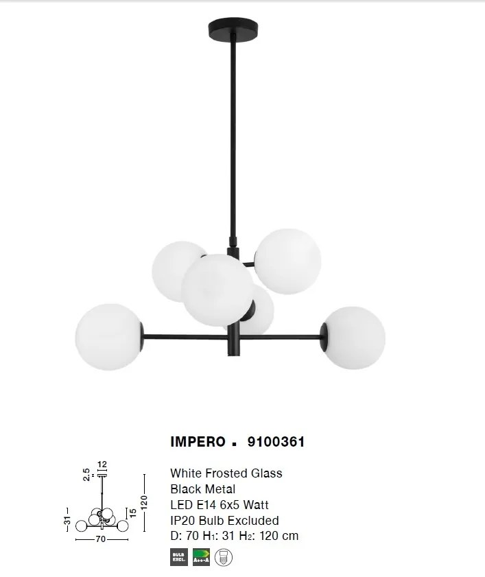 Lustra suspendata design modern Impero 6L NVL-9100361