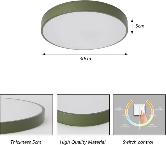 Brilagi - Plafonieră LED POOL, 36W, 230V, 3000/4000/6000K, 30 cm, verde