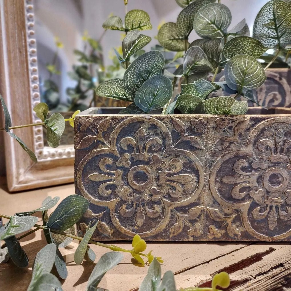 Ghiveci dreptunghiular din ciment, Floralia, gri, 22x11 cm